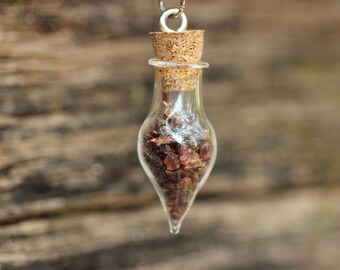 Garnet Tear Pendant Necklace
