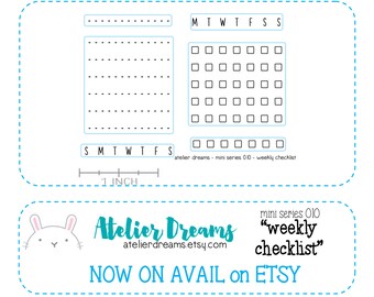ADM-025 WEEKLY CHECKLIST - Mini - Planner Stamps (Photopolymer Clear Stamps) weekly checklist, reminder stamps, to do