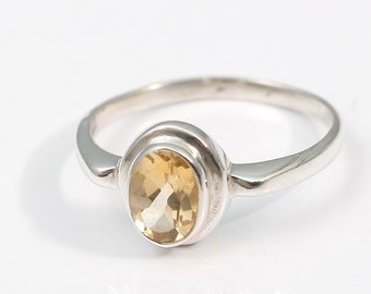 Citrine 92.5 sterling silver ring size 7 us