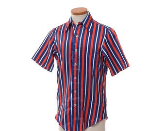 Vintage 70s Arrow Ultressa Disco Shirt 1970s Mod Carnival Stripe Print Pimp Boogie Nights Saturday Fever Polyester Club Shirt / Mens S