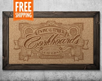 Standard Rustic Framed Corkboard - Dark Walnut