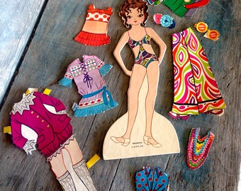 Stephanie Paper Doll Set In Original Box | 1960s Cute Mod 1960s Style 31 Piece Paper Doll Set | Whitman Stephanie the Teenage Model