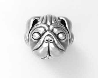 Pug dog Sterling Silver .925 ring