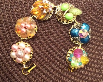 Upcycled Bracelet Featuring Vintage Earrings