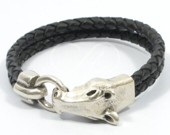 FATHERS DAY GIFT horse bracelet, western jewelry, mens braided leather, equestrian bracelet, horse jewelry, equestrian jewelry, country west
