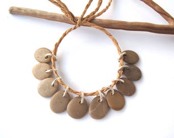 Rock Beads Small Mediterranean Natural Stone River Stone Jewelry Supplies Pairs BEIGE CHARMS 12-14 mm