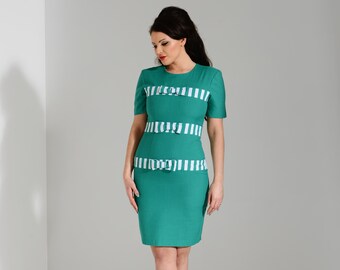 Original vintage 1980s green shift dress UK 8-10 Size Small
