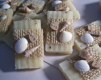 Beach wedding favors, 30 bridal shower favors soaps, seashells soaps. mini soaps, ivory lavender soaps