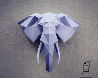 Papercraft elephant head 2 - printable DIY template