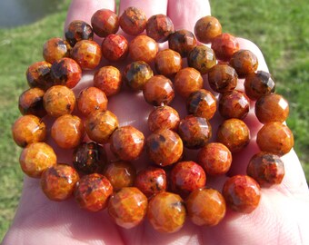 5 BEADS MULTICOLOR CHRYSOCOLLA AZURITE WAS FACETED 8MM.