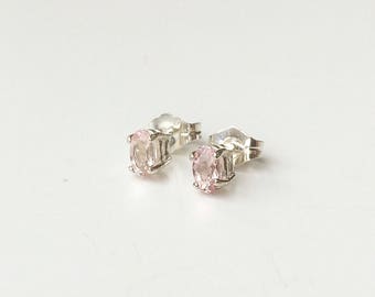 Morganite 925 sterling Silver earrings/Ear