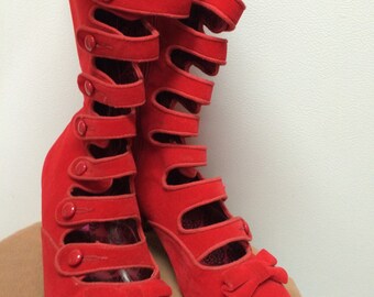 Red bordello period Costume boots