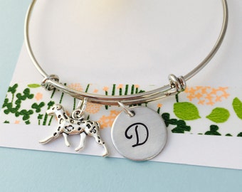 Dalmatian Bracelet, Dalmatian Bangle Bracelet, Dalmatian Charm Bracelet, Adjustable Bracelet, Personalized Dalmatian Bracelet