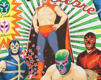 NEW- Alexander Henry Super Lucha Libre 1 Yard Fabric
