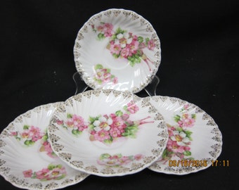 Vintage Floral gold filigree Saucers (4)