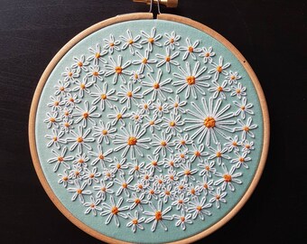 Big Bundle O' Daisies - 6 inch Embroidery Hoop - Beautiful Handmade Gift