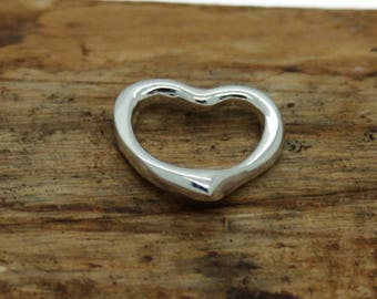 Sterling Silver Single Open Heart Pendant with 18" chain (M11)