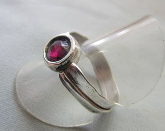 Silver Garnet ring - Mens ring - Natural stone ring - size 10