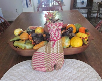 Primitive Antique Coverlet Cat Pillow