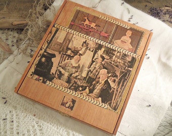 Vintage Up Cycled Cigar Box / Wood Cigar Box / Brass Latch