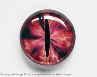 30mm handmade glass eye cabochon - red cat or dragon eye - standard profile