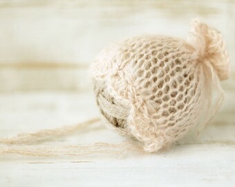 Newborn hat, newborn mohair bonnet, baby girl hat, hat, new born photo prop, photography