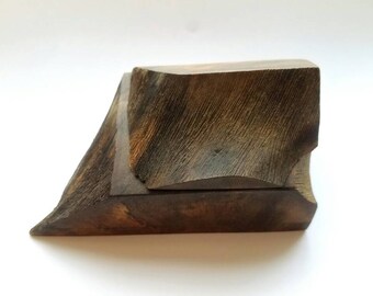 Vintage Handmade Hand Carved Wood Live Edge Trinket Box, Jewelry Box, Ring Box, Home Decor