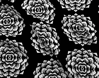 White Flower Fabric - Corn Roses By Blayney-Paul - Black and White Floral Mod Cotton Fabric By The Yard With Spoonflower