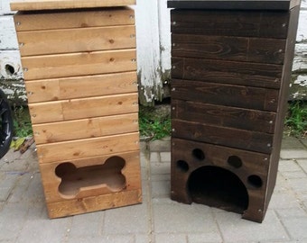 wood dog toy box / wooden dog toys storage bin / pet toy storage / handmade/ pawprint or bone shape / dog toy storage /