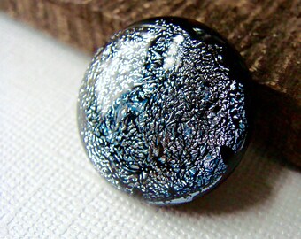 Dichroic Fused Glass Cabochon 17 mm Silver Sparkle