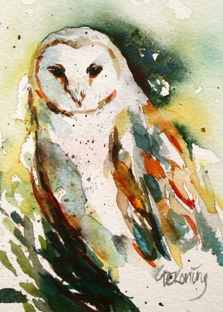 Barn Owl акварелью