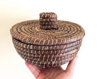 Vintage Coil Basket With Lid