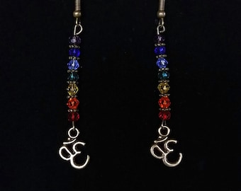 Bronze Buddhist Chakra Swarovski Crystal Earrings
