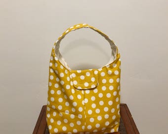 Insulated Lunch Bag - Mustard Yellow With White Dots