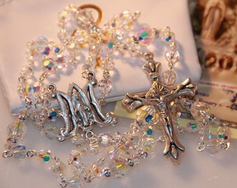 Catholic Swarovski AB Crystal Rosary Beads
