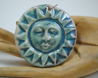 ceramic face pendant clay necklace ornament small face mask focal bead