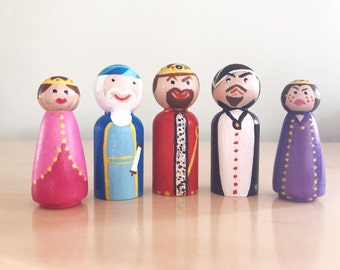 Purim Characters/Set of 5- Esther, Mordechai, Achashverosh, Haman, Vashti