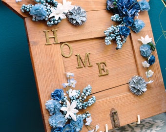 Repurposed Cabinet Door 'Home" sign