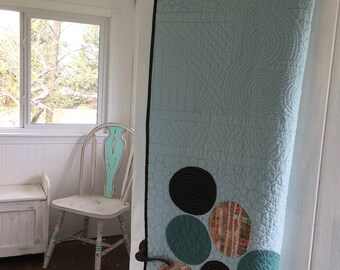 Modern throw quilt, geometric quilt, wedding gift, made in Canada, #132