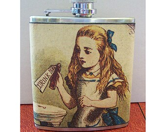 Alice in Wonderland flask white rabbit retro vintage fairy tale victorian fantasy
