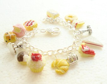 High Tea Charm Bracelet . Polymer clay.