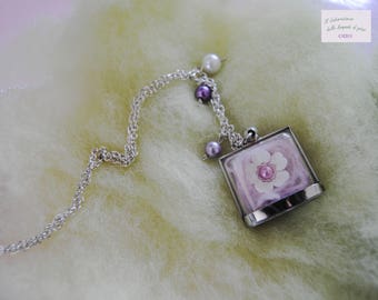 "Cotton candy" necklace with plexiglass pendant