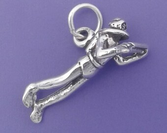 SCUBA DIVER With Speargun Charm .925 Sterling Silver Pendant - lp4011