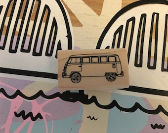 Darling VW Bus Van Rubber Stamp