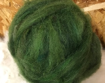 Alpaca Wool Roving, Spinning, Felting, Pine Green