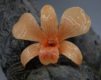 Orange Orchid Hair Clip - Floral Hair Clip - Statement Hair Clip - Floral Hair Pin - Orchid Hair Pin - Floral Hair Piece - Gift For Her
