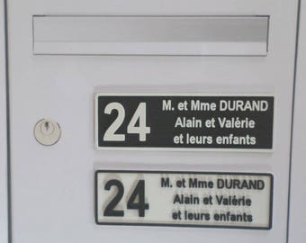 Plate box letters 1, 2 or 3 lines with number