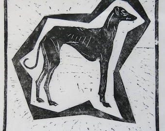 BirdsforBirds "Azawakh" 7 1/4" X 7 1/4" art block print greyhound galgo
