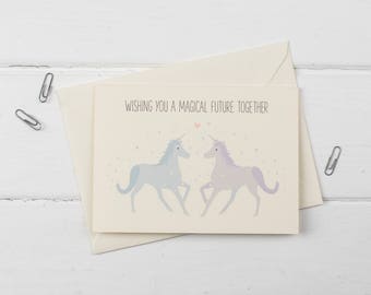 Unicorn 'magical' wedding & engagement- greetings card