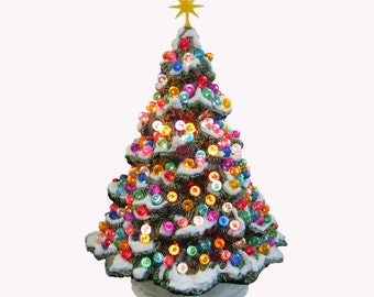 ceramic christmas tree shenandoah pine with snow 10 inch tall with round jewel color globe lights - Christmas Tree Pictures To Color ceramic christmas tree shenandoah pine with snow 10 inch tall with round jewel color globe lights - Christmas Tree Pictures To Color